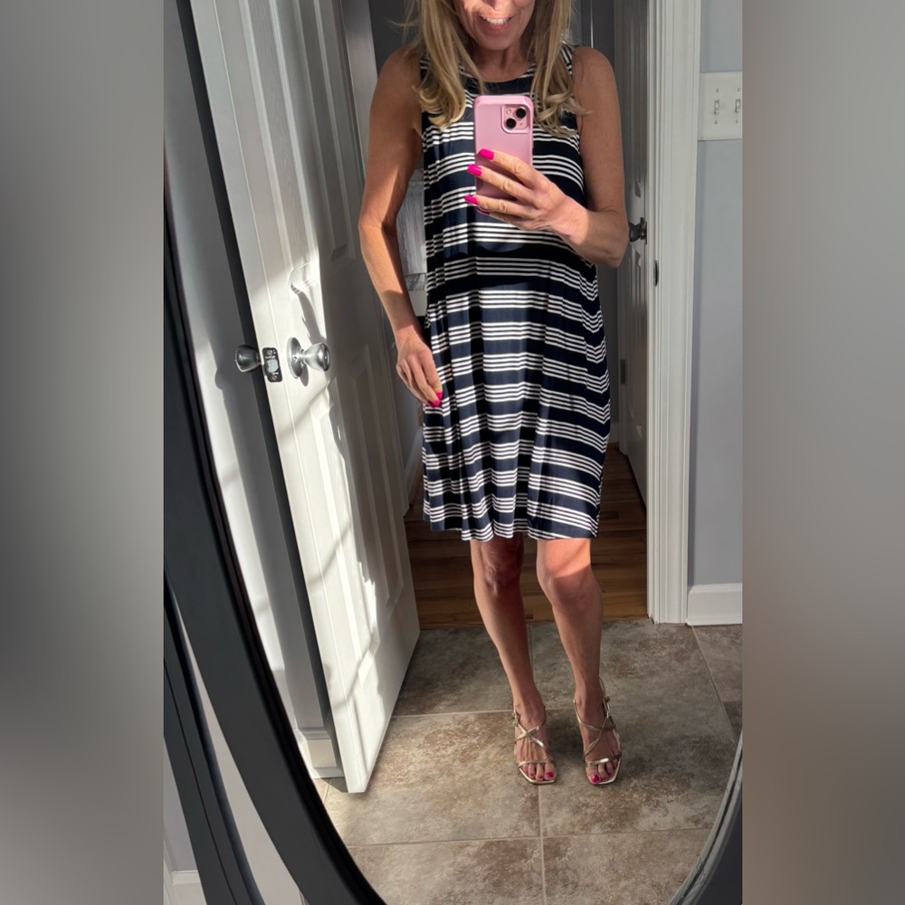 LOFT Blue and White Striped Mini Dress